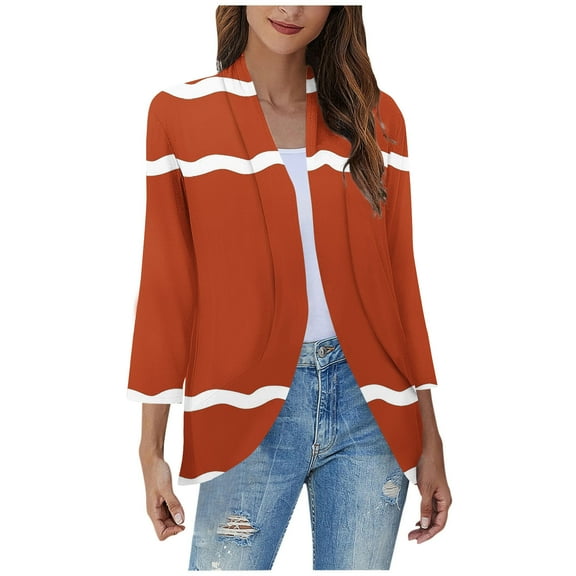 Kaemgyyd Women's Print Cardigan Lightweight Soft 3/4 Sleeve Loose Cover up Casual Open Front Work Blouse Tops