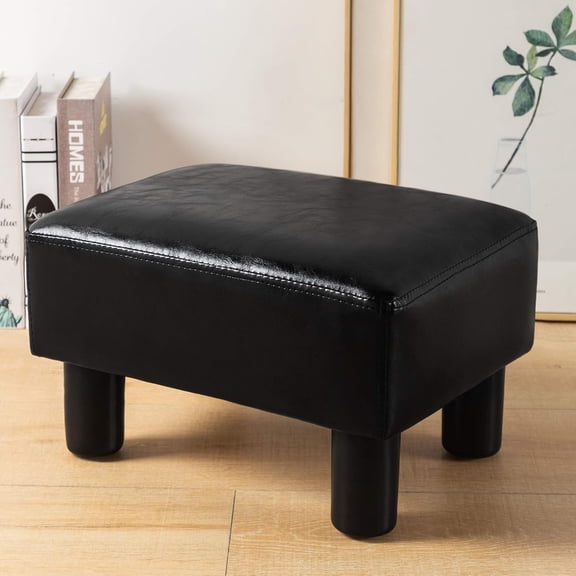 Practical Indoor Multi‑Use Foot Support Ottoman, Compact Modern Rectangular PU Leather Footrest Stool with Comfort Padding for Living Room, Bedroom and Office Use