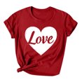 thumbnail image 3 of VKOYWKM Women's Valentines Day T Shirts Romantic Love Heart Graphic Tee Tops Short Sleeve Crew Neck Valentine Gift Tee Casual Hearts Tops, 3 of 6