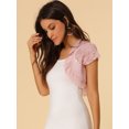 thumbnail image 2 of Top De Encaje Floral Transparente De Manga Corta Elegante Para Mujer Rosa XL, 2 of 6