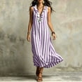 thumbnail image 4 of zbxnLI Striped Maxi Dress for Women Ruffle V Neck Sleeveless Tank Dresses Loose Casual Vacation Long Sundress, 4 of 6