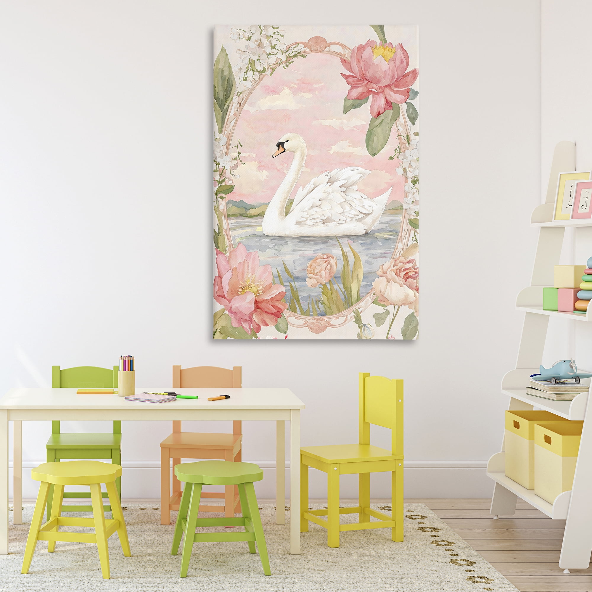 Stupell Industries Floral Border Swan in Bloom Canvas Wall Art, design by Creative Studio