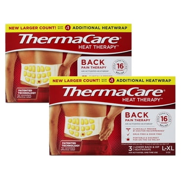 ThermaCare Back Pain Therapy Lower Back & Hip Large/X-Large Pain Relief Heat Wraps, 3 Count - 2 Pack