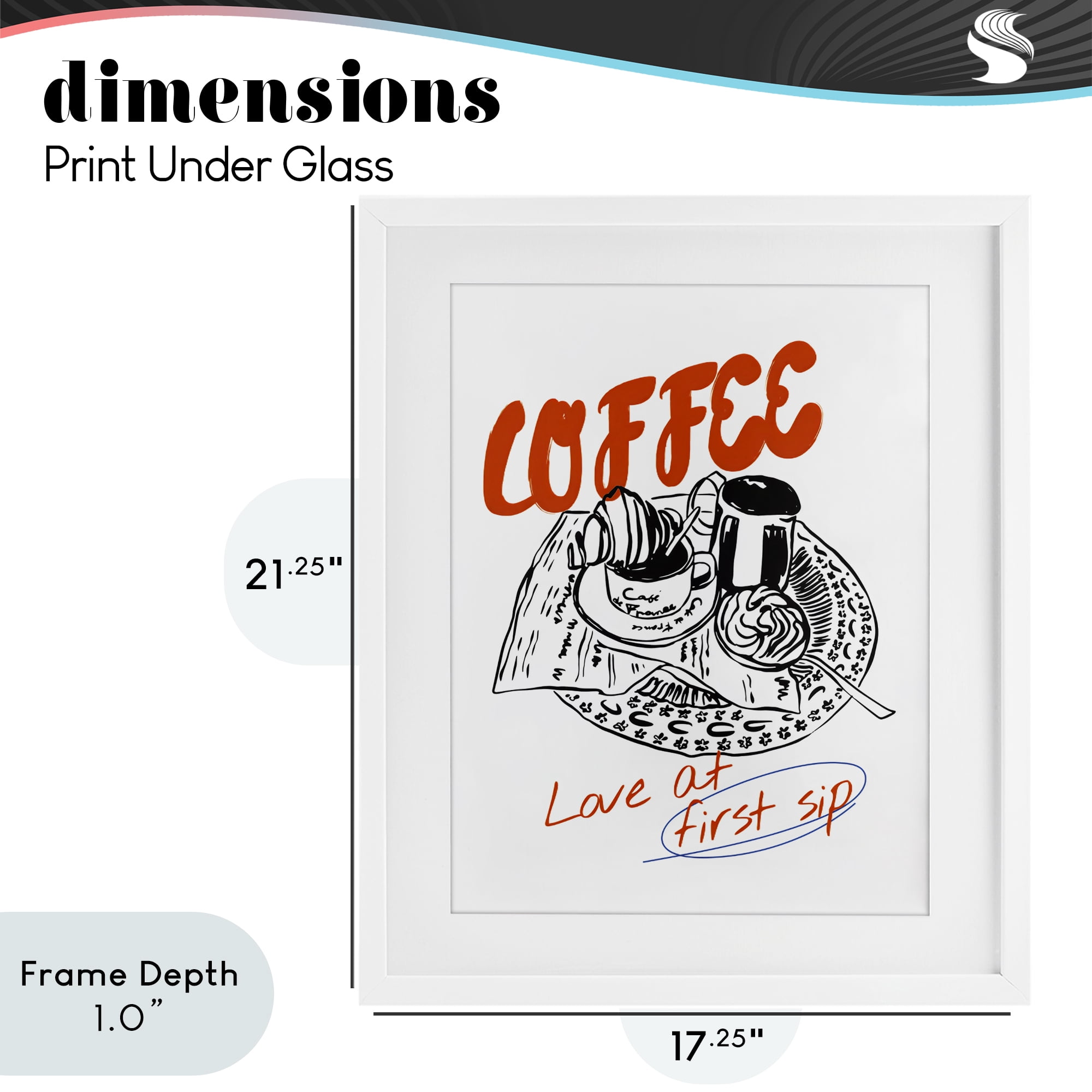 Stupell Industries Coffee Love At First Sip White Framed Print Under Glass, design by The Prints Vibe