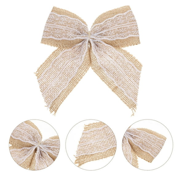 PENIKOKO 6Pcs Large Handmade Burlap Bowknot Party Decor and Present Wrapping Rustic Multi Color