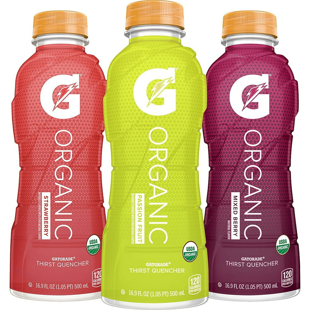 Gatorade Sports Drink, Organic Variety Pack, 16.9 oz Bottles, 12 count