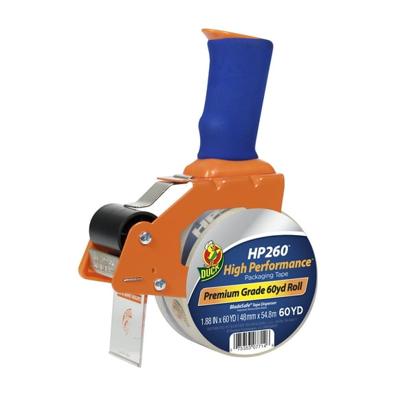 Duck HP 260 1.88 in. x 60 yd. Clear Packing Tape BladeSafe Dispenser