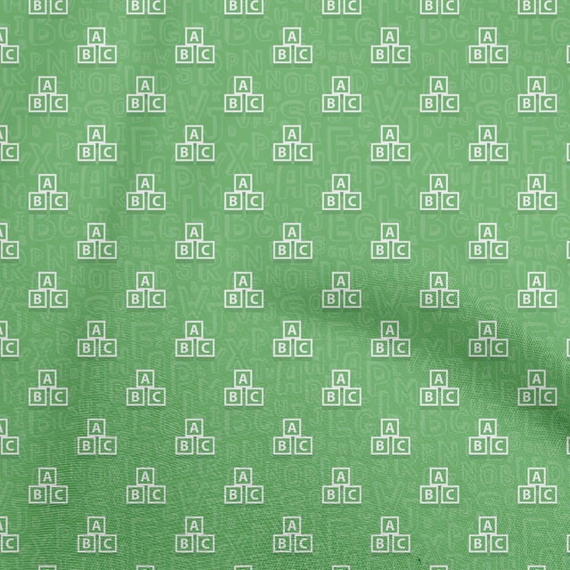 oneOone Polyester Spandex Green Fabric Kids Alphabet Craft Projects Decor Fabric Printed By The Yard 56 Inch Wide
