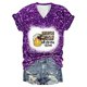 thumbnail image 2 of Fiudx Ofertas Flash Del Día Solo En Línea Blusa de Manga Corta con Estampado de Carnaval para Mujer, Tops Informales con Cuello Redondo, 2 of 3
