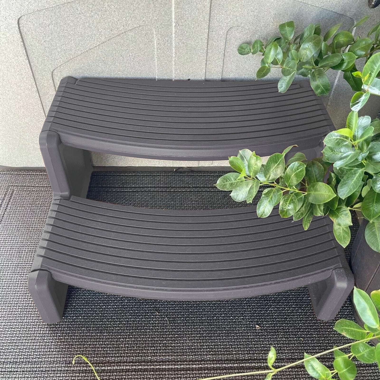 Kojem Spa Step, Hot Tubs Stairs, Outdoor Non Slip Portable, for Sided Handi-Step, Spa Pool Ladders, Dark Gray Plastic