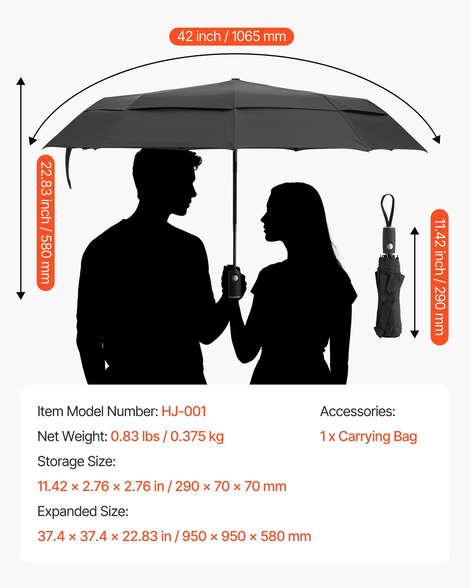 Auto Open/Close Travel Umbrella - 42" Compact, Lightweight & Windproof for Rain & Sun