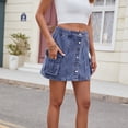 thumbnail image 5 of Chenyin Women's Cargo Denim Skirt Washed Casual Mini Skirt Spring Summer High Waist Jeans Skorts Skirt for Womens S-2XL, 5 of 9