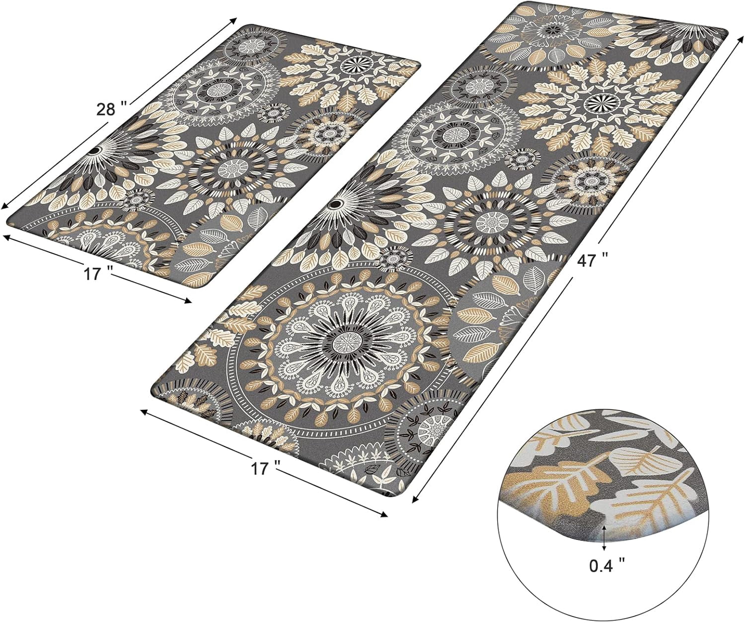 Boho Kitchen Rugs Set of 2 Anti Fatigue Mats for Kitchen Floor Cushioned Kitchen Rugs and Mats Non Skid Waterproof Kitchen Runner Comfort Standing Mat