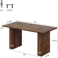 thumbnail image 2 of Finmind 63" Solid Wood Dining Table for 4-6, Farmhouse Rectangular Kitchen Table with Fluted Pedestal Base, Dark Brown, 2 of 7