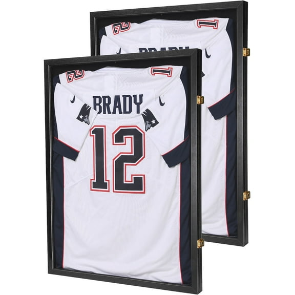 Jersey Display Frames, Dimensions: 23.3x31.2x1.5 inches, Lockable Flat Jersey Shadow Box with 98% UV Protective Acrylic Door for Hockey,Baseball Sports Jersey (Black, 2 Packs)