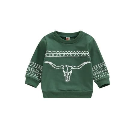 

Bagilaanoe Toddler Baby Girl Boy Casual Sweatshirt Long Sleeve Vintage Print Pullover 6M 12M 18M 24M 3T 4T Kids Fall Loose Tee Tops