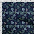 thumbnail image 3 of Soimoi Leaves Printed, Cotton Fleece, Fabric by The Yard Sewing DIY Stretch Fabric 56 Inches Wide, WarmFabric for Hats, Coats, Gloves, Blankets, Navy Blue, 3 of 5