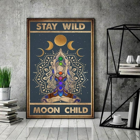 MoritanX Yoga Poster, Stay Wild Moon Child Poster, Hippie Girl Yoga Poster, Vintage Yoga Poster, Love Yoga , Hippie Girl Yoga Lover Gift