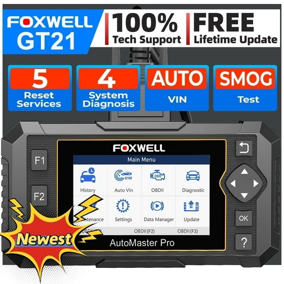 FOXWELL GT21 OBD2 Scanner 4 System ABS SRS Engine Transmission Battery Test Car Diagnostic Tool with 5 Resets Code Reader Scan Tool, Lifetime Free Update
