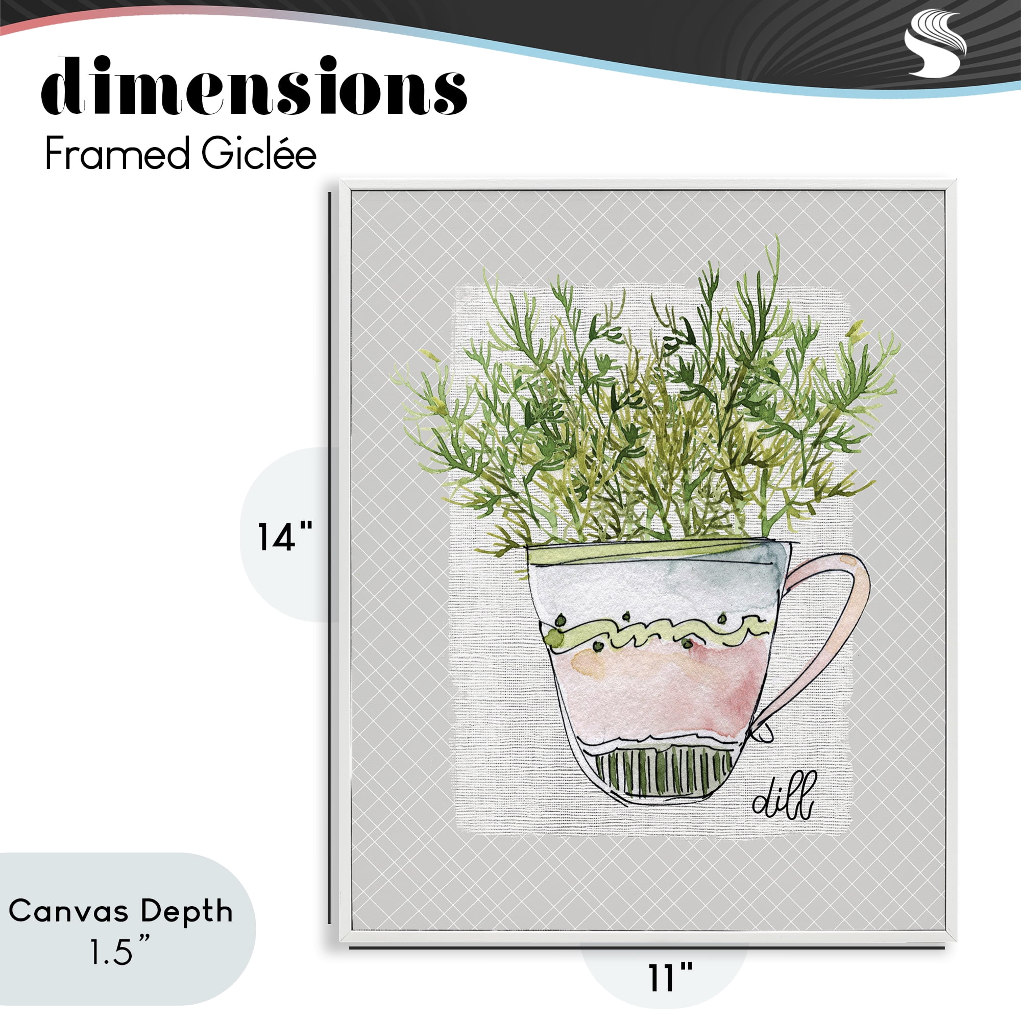 Stupell Industries Dill Herb Mug White Framed Giclee Art, design by Livi Finn