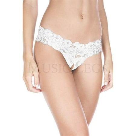 Sky Hosiery 10013-WHITE-S-M Crotchless Lace Panty  White - Small & Medium