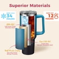 thumbnail image 3 of SUNSOC 40oz Stainless Steel Tumbler – Double-Wall Insulated Travel Mug with Straw and Handle, iced coffee cup, Leakproof, 3 of 10