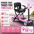 thumbnail image 2 of Mobigogo Lightweight Mobility Scooter for Seniors & Adults, 4-Wheel Foldable Travel Scooter 52lb, Airline Approved Portable Electric Scooter with Removable Battery, 300lb Capacity, Pink, 2 of 8