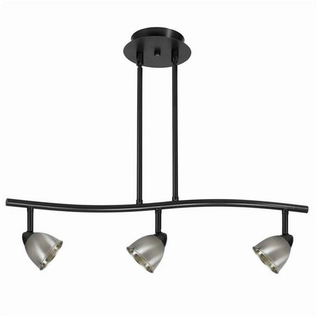 Benjara BM223054 3 Light 120V Metal Track Light Fixture, Black & Silver