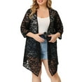 thumbnail image 5 of Agnes Orinda Women's Plus Size  Lace Crochet Draped Shawls Lightweight Open Front Cover-Ups Casual Cardigans 1X Black, 5 of 7