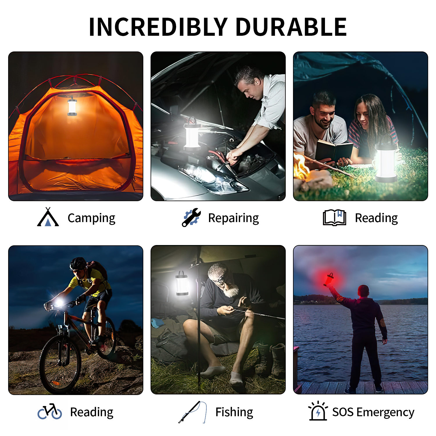 Ikristin Solar Camping Lantern, IPX5 Waterproof, Rechargeable Camping Lantern with Hand-Cranked, Camping Essentials for/Tent/Hiking 1PC