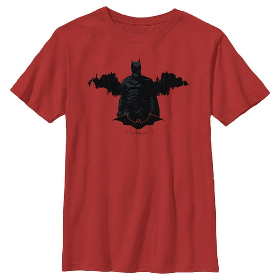 Boy's The Batman Gotham Silhouette Graphic Tee Red X Large