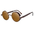 thumbnail image 2 of lionlar Lunettes de Soleil Rondes Rondes Gothiques Mode Vintage Lunettes de Protection Monture en Métal Fauve, 2 of 3