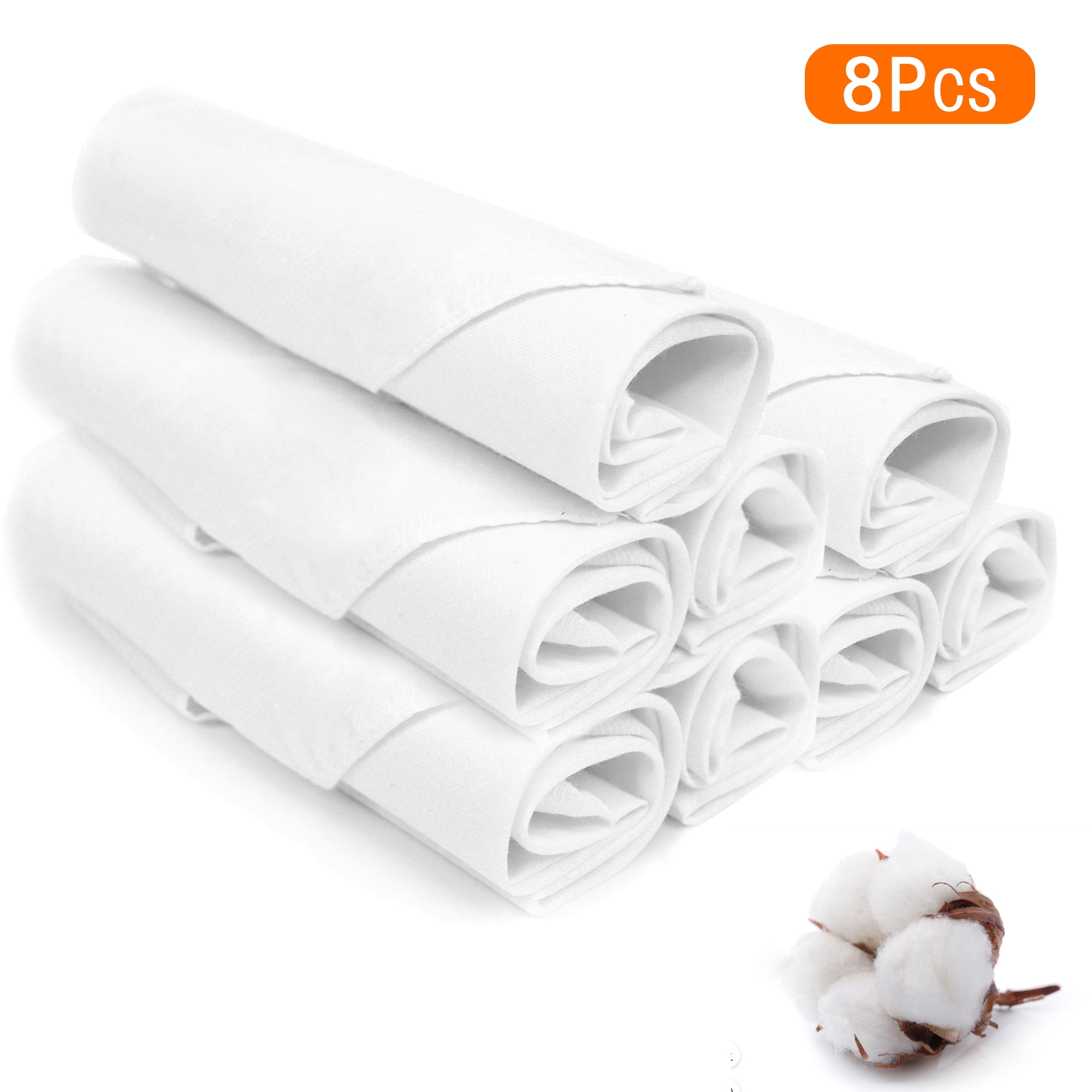 Asablve 8Pcs White Handkerchiefs for Men, 100 Cotton Men Handkerchiefs