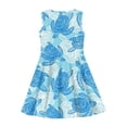 thumbnail image 4 of Renewold Blue Girls Sleeveless Princess Dress Shirt Dance Dresses Age 11-12 Years Old Comfortable A-Line Knee Length Beach Dress Sea Turtle Kids Teens Sundress, 4 of 6