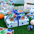thumbnail image 7 of HOMERAL Blue Wrapping Paper Roll Sports Themed - Mini Roll - Ball Game Design Gift Wrap Paper for Birthday, Baby Shower, Gender Reveal Party, League Winning Celebration - 17In X 32.8Ft, 7 of 7