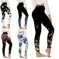 thumbnail image 2 of QATAINLAV Leggings Women Tummy Control, Women's Leggings Butt Lifting High Rise Sport Leggings Casual Floral Print Workout Bottoms Yoga Pants Warehouse Deals Today Blue M, 2 of 4