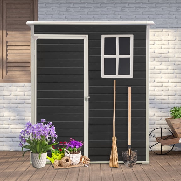 Aurlrtil 5 x 3FT Resin Outdoor Storage Shed Kit-Perfect to Store Patio Furniture,Black
