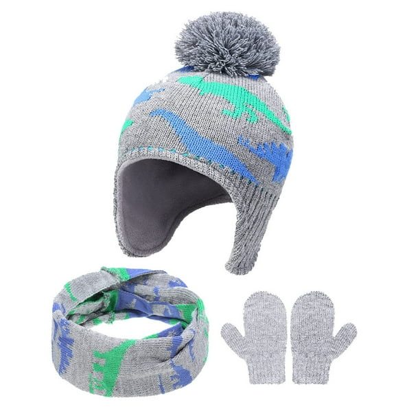 Sonducket Sombrero Bufanda Manoplas Kit Diseño de orejeras Guantes para niños Accesorios de invierno Ropa Decoración Regalos de cumpleaños para niñas Sombreros Pasto verde H 2-3 ans Sonducket AP009415-17B