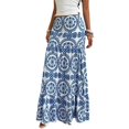 thumbnail image 2 of Women’s Summer Boho Maxi Skirts High Waisted Tiered Floral Skirts Vacation Loose Causal Skirts, L, 2 of 6