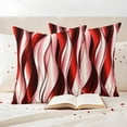 thumbnail image 3 of Red Striped Ombre Outdoor Waterproof Pillow Covers, Modern Red Moire Geometric Decorative Square Throw Pillowcase Sofa Cushion Sham for Patio/Couch/Chair, 18"x18" 2 Pack, 3 of 8