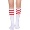 thumbnail image 4 of Classic Triple Stripes Over the Calf Cotton Retro Tube Socks for Men and Women,red/White, 4 of 4