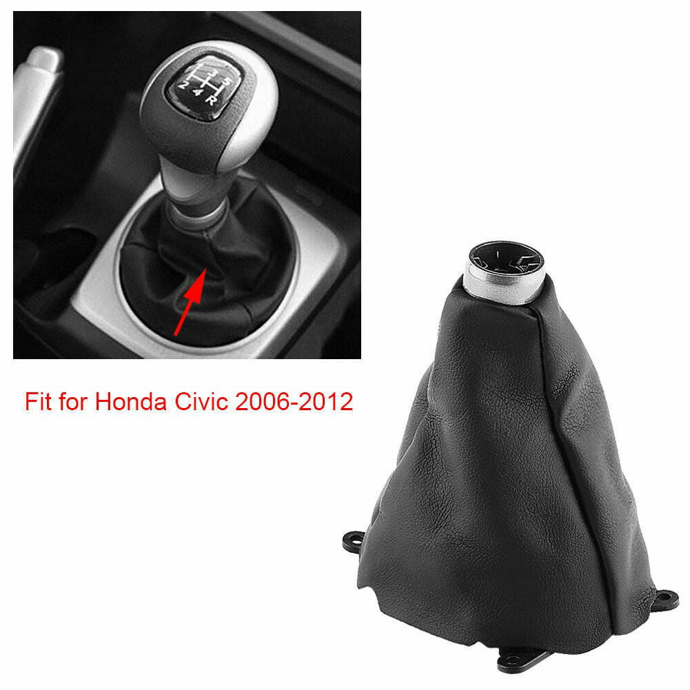FOR NISSAN FRONTIER 06-12 SHIFT BOOT BLACK GENUINE LEATHER WHITE STITCHING