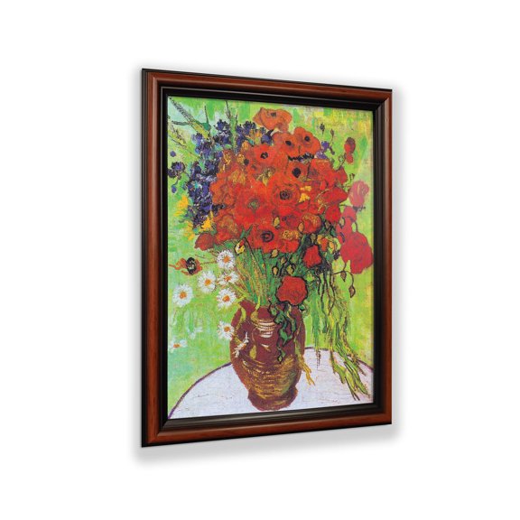 Red Poppies and Daisies by Vincent Van Gogh Framed Print, Red Flower Design for Home Decor, 11x14, 2440