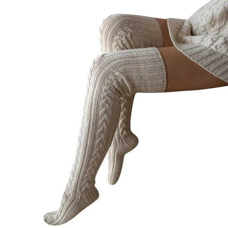 

DNDKILG Womens Warm Leg Knitted Over the Knee Socks Winter Causal Thigh High Socks One Size