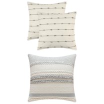 Unique Bargains 3 Pcs Striped Modern Throw Pillow Covers Square 18" x 18" Brown/Grey