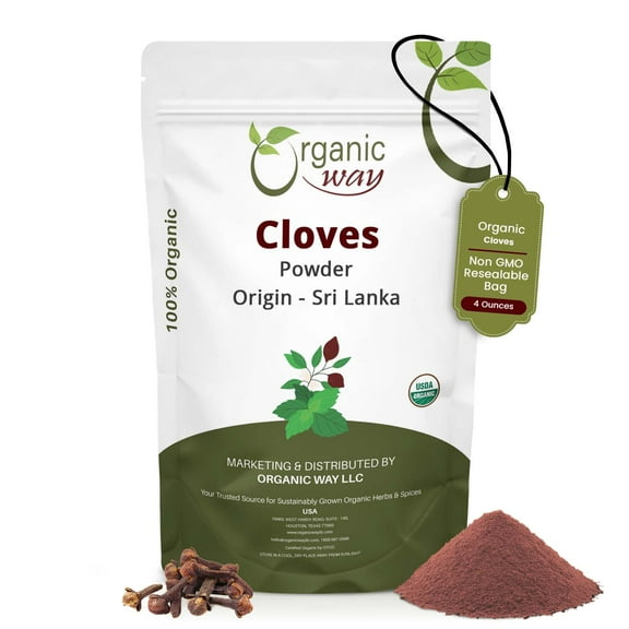 Organic Way Cloves Powder (Syzygium aromaticum) - Aromatic Spice | Organic & Kosher Certified | Raw, Vegan, Non GMO & Gluten Free | USDA Certified | Origin - Sri Lanka (1/4LBS / 4Oz)