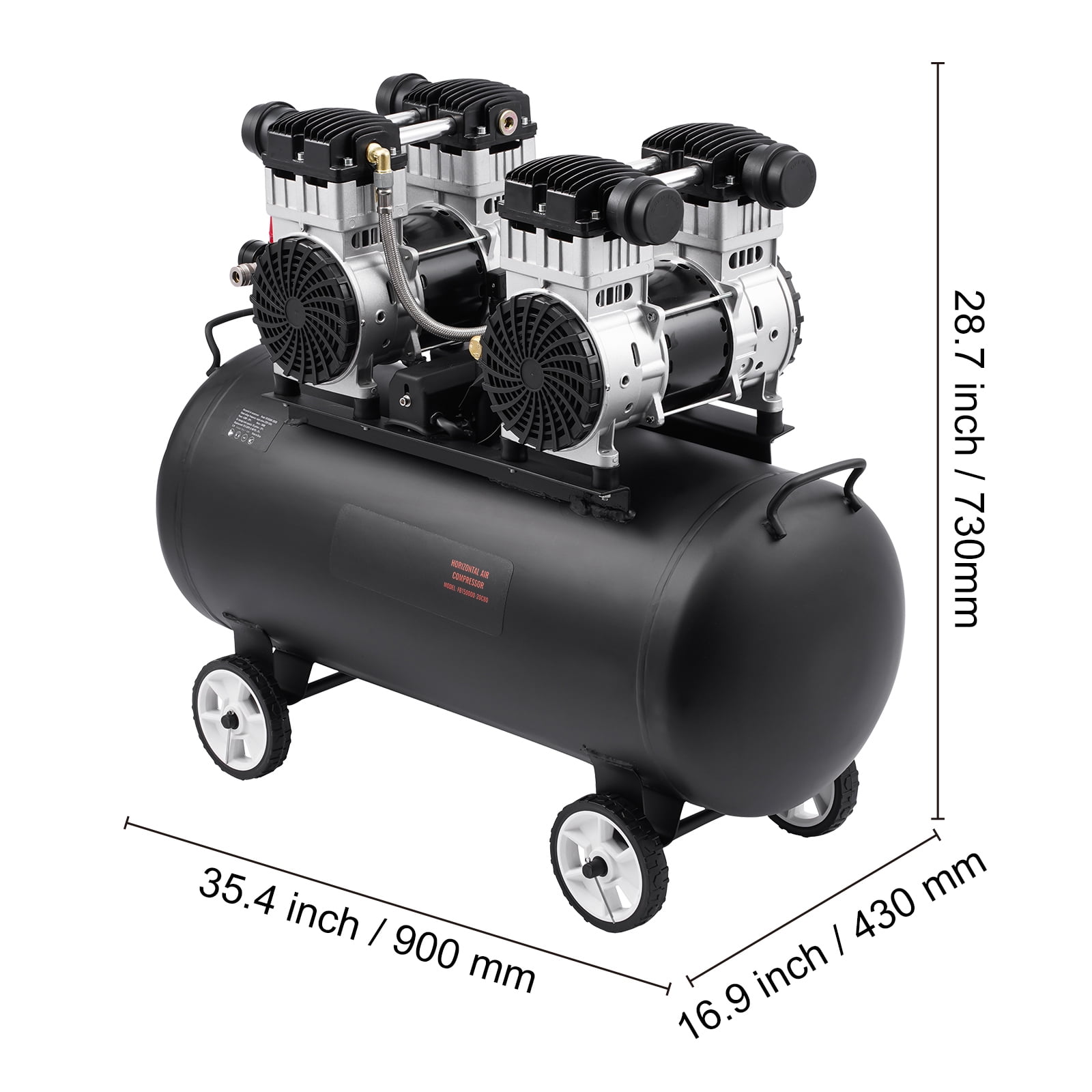 KFFKFF Air Compressor with 20 Gallon Tank, 4HP & 14.6 CFM@90 PSI, Oil-Free, Max 125PSI, 78dB Quiet Operation, Ideal for Automotive Work, Tire Filling, and Spray Paint Jobs
