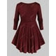 thumbnail image 2 of Cuello de chal de talla grande de dos tonos camiseta de marlado Rosegal  Mangas largas de talla grande, 2 of 5