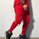 thumbnail image 4 of Pantalones de chándal multibolsillos con cremallera para hombre, pantalones ajustados de algodón para gimnasio, Fitness, moda informal, Hip-hop, 4 of 5