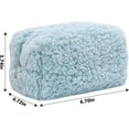 thumbnail image 2 of Small Travel Fuzzy Makeup Bag: Aesthetic Makeup Bag, Soft Plush Cosmetic Bag for Women, Cute Makeup Bags for Purse, Portable Storage Bag Zipper Toiletry Organizer (Blue), 2 of 9